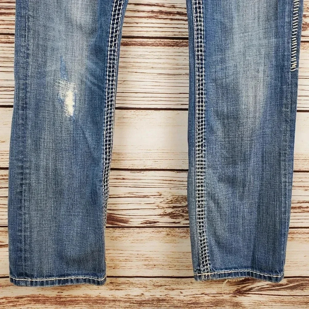Rock Revival Men's 32x32 Brant Straight Leg Disterssed Jeans Buckle Exclusive - Picture 4 of 12